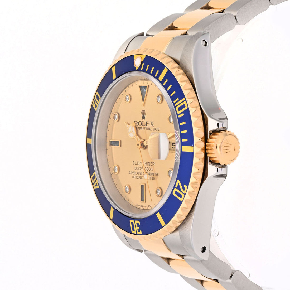 Rolex Submariner 40mm Stainless Steel And Yellow Gold Champagne Serti Dial 16613