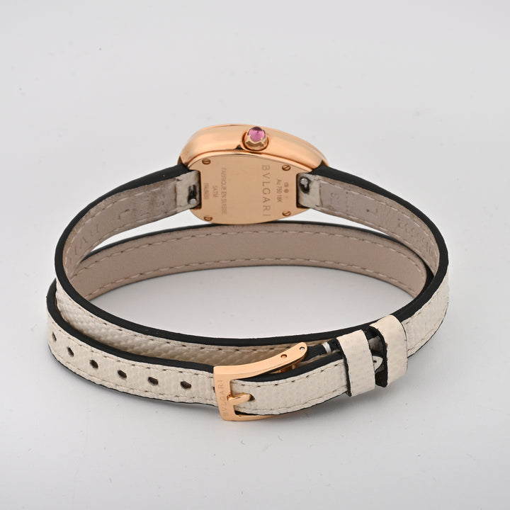 Bvlgari Serpinti Rose Gold Factory Diamond White Stick Dial on White Leather Band SPP27WPGDL