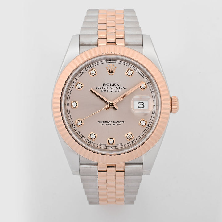 Rolex Datejust 41mm Stainless Steel and Rose Gold Sundust Diamond Dial on Jubilee band 126331 Card 2018