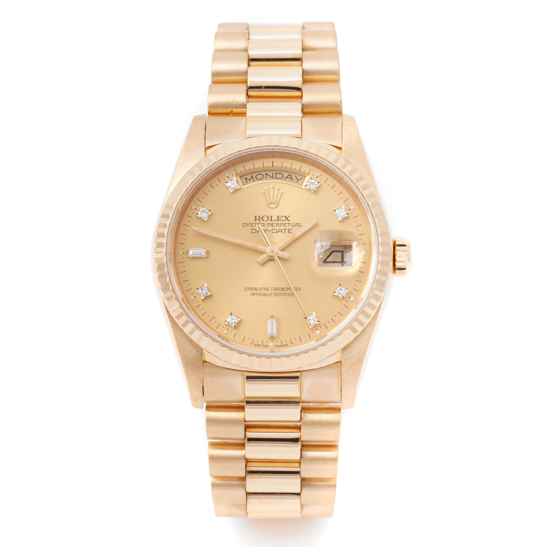 Rolex Day-Date 36 Champagne Diamond Dial on President 18238