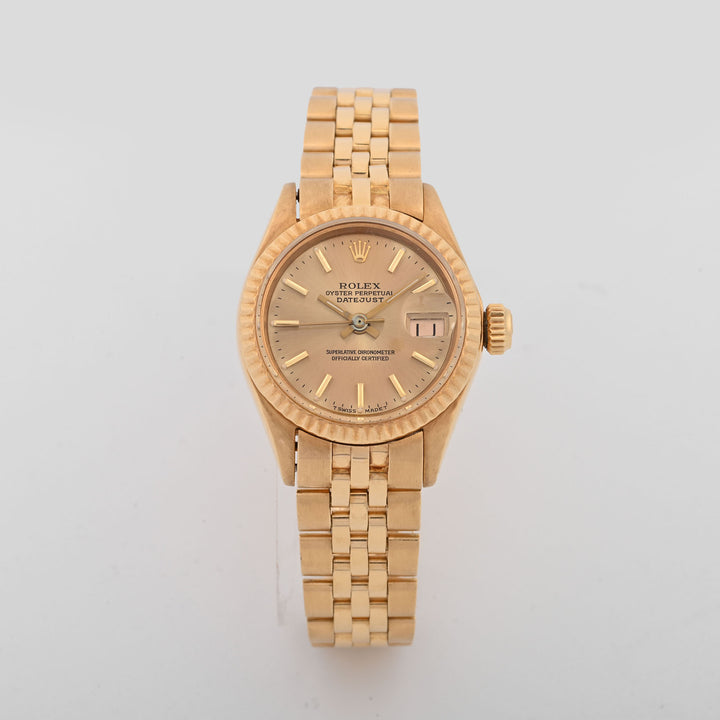 Rolex Ladies Datejust Yellow Gold Champagne Stick Dial on Gold Jubilee band 6917