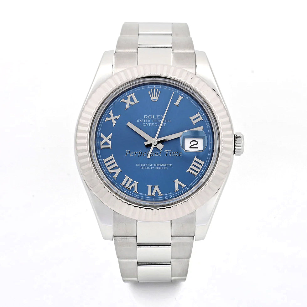 Rolex Datejust II Blue Roman Dial on Oyster band 116334 Card 2010