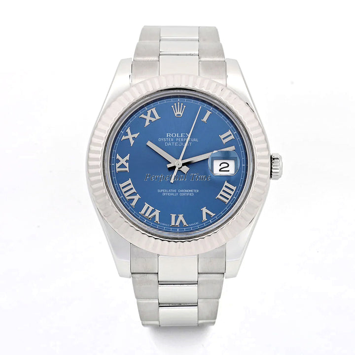 Rolex Datejust II Blue Roman Dial on Oyster band 116334 Card 2010